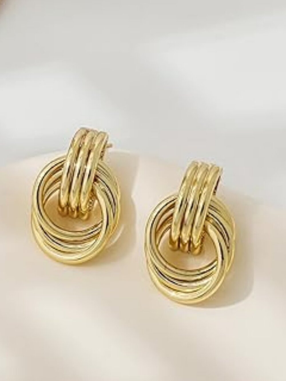 NEW Trendy Gold Plated Knot Earrings Chunky Statement Drop Dangle Earrings
